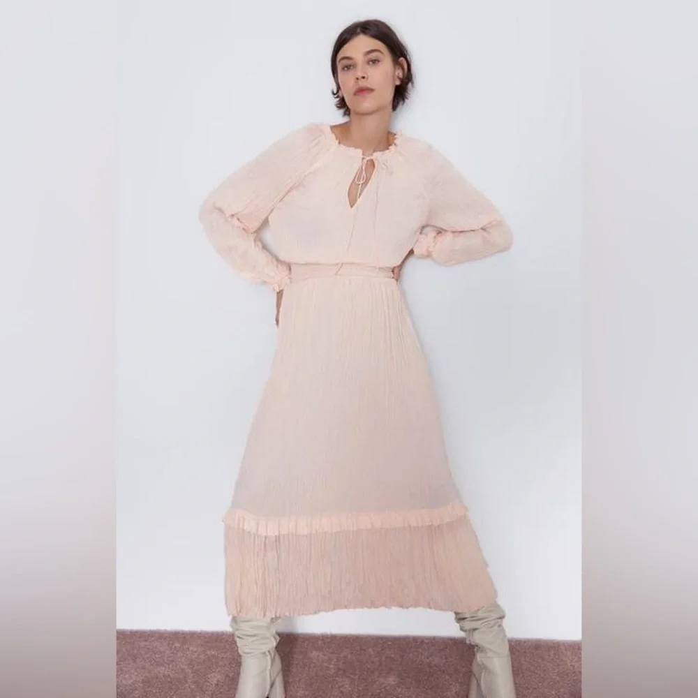 ZARA Pleated Voluminous Dress.  Size - L - Picture 6 of 11